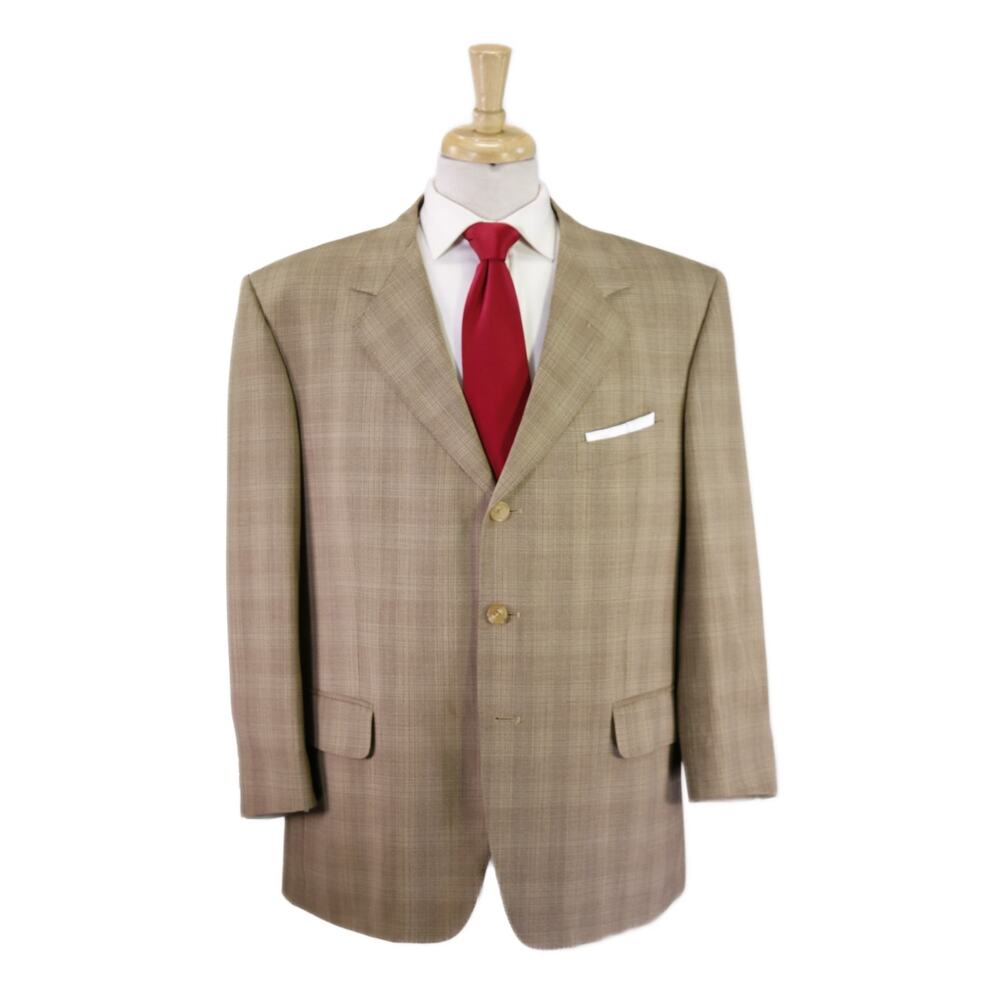 Ermenegildo Zegna Light Brown Plaid 3-Btn Wool Luxury Suit 44S